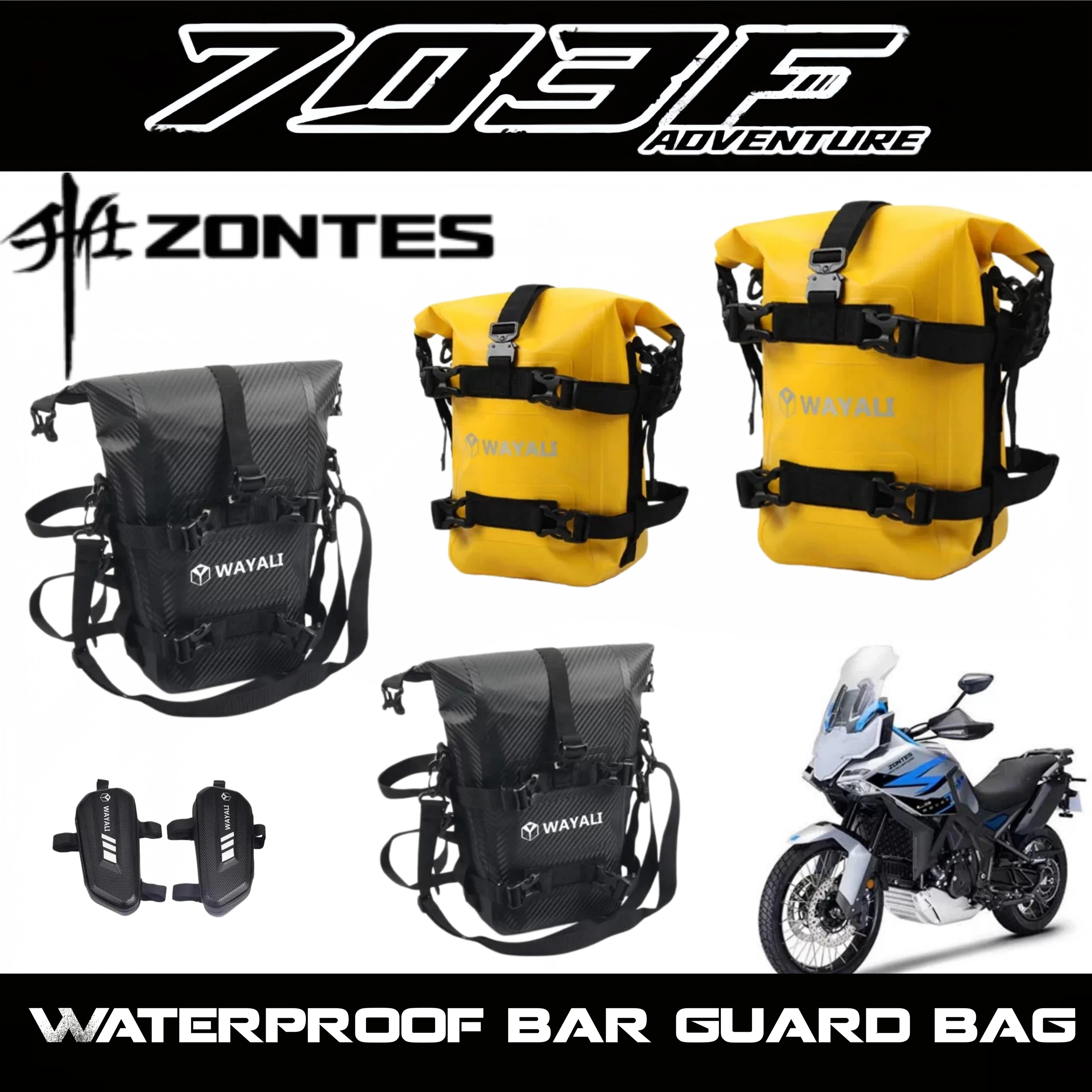 FOR ZONTES 703F Waterproof bar guard bag, Large Capacity Motorcycle Saddlebags, Mud-Resistant Frame Bags for Touring & Adventure