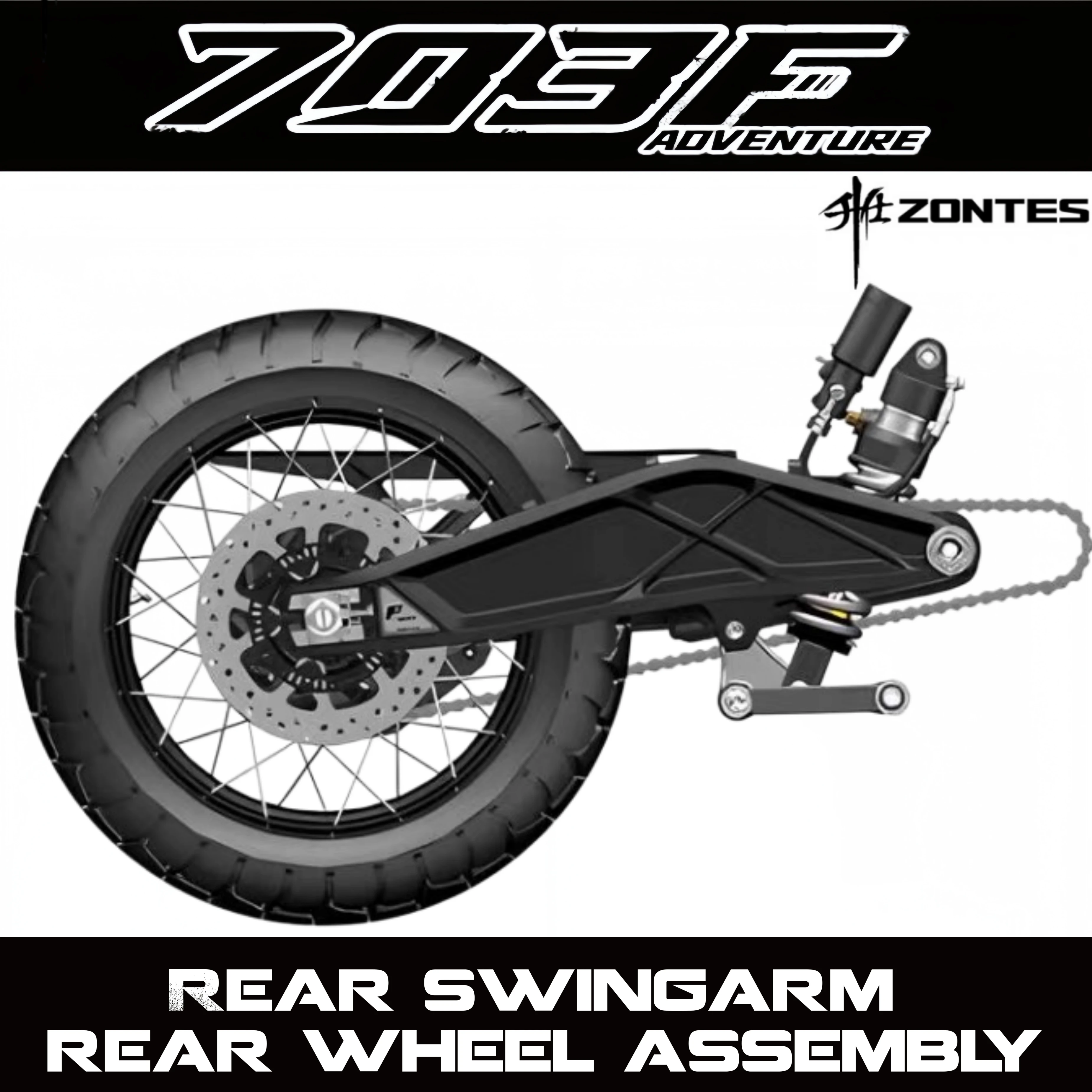 FOR ZONTES 703F Rear Swing Fork,Rear Wheel,Hollow Axle, Rear Shock Absorber, Triangular Link, Straight Link, External Brake Disc