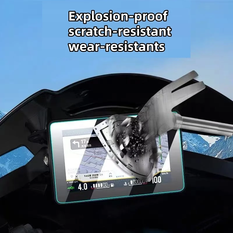 For ZONTES 150X, Tempered Glass Motorcycle Dashboard Screen Protector, Full Coverage HD Anti-Explosion Film - Image 2
