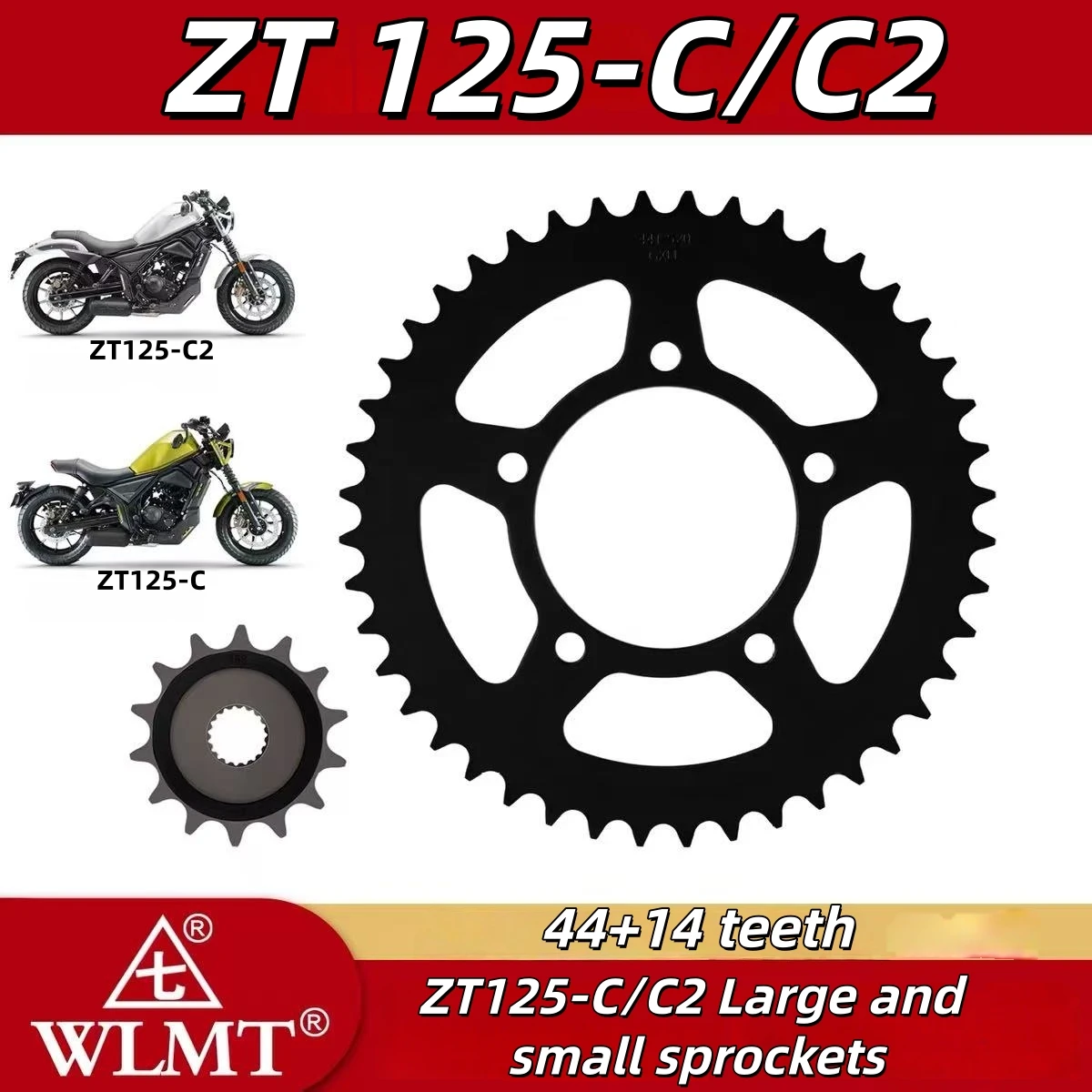 FOR ZONTES 125C ZT125C2 large motorcycle small chainring sprocket sprocket three-piece set with oil seal chain - Image 3