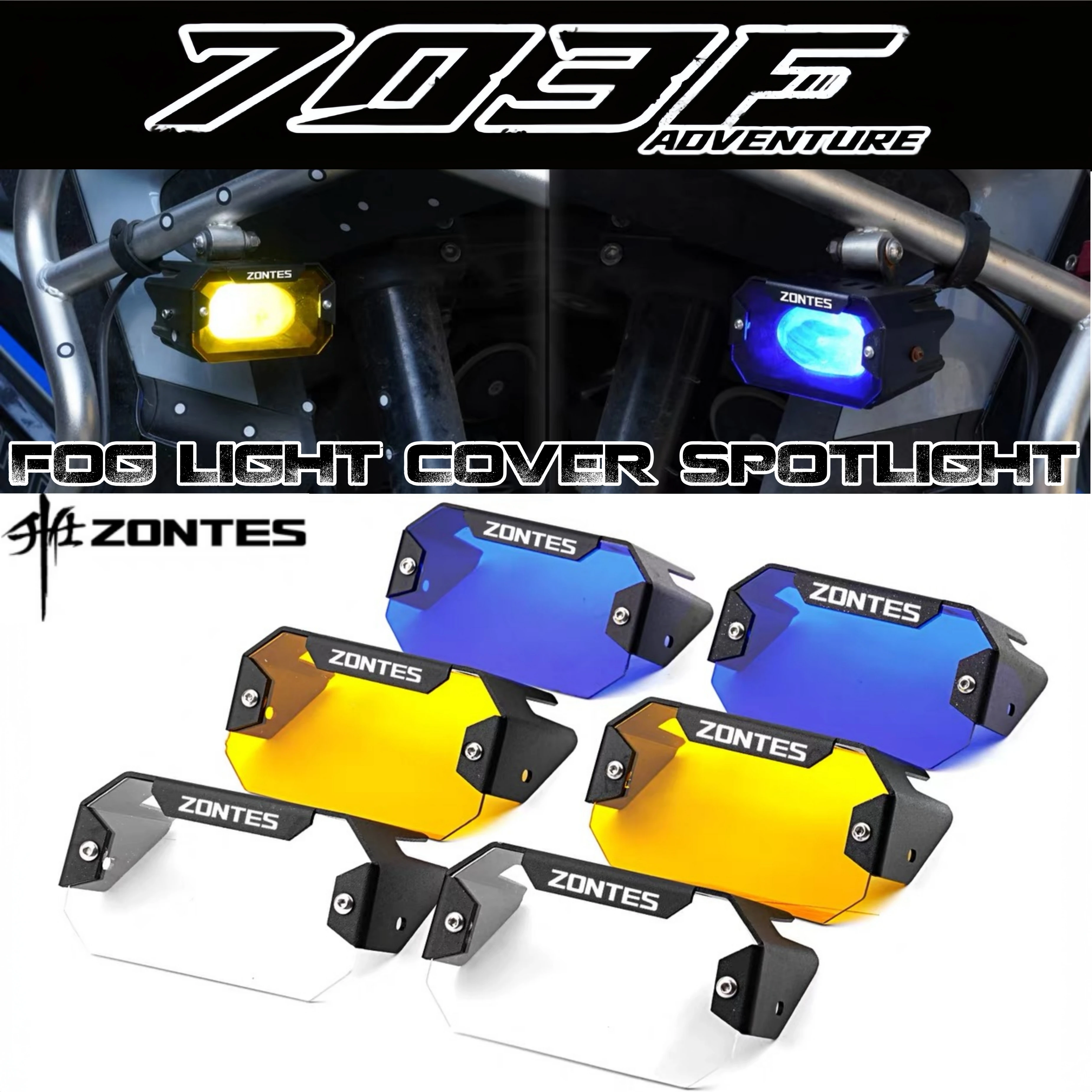 FOR ZONTES 703F 368G 703T Motorcycle Modification Fog Light Cover Spotlight Color Change Lens Anti-collision Light Cover